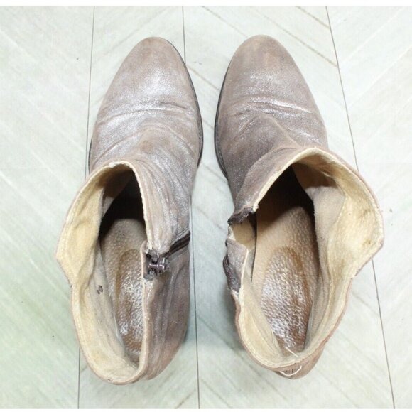 Seychelles Metallic Brown Slouch Side Zip Almond Toe Ankle Boots Size 10 - Picture 7 of 9